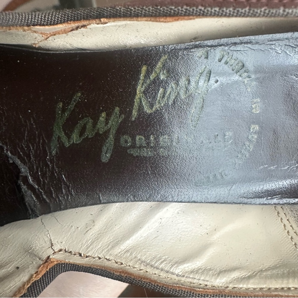 1950’s Brown Suede 3.5” Heels Vintage 8N Pointed Toe size 8 Kay King 40s 30s - Picture 8 of 9